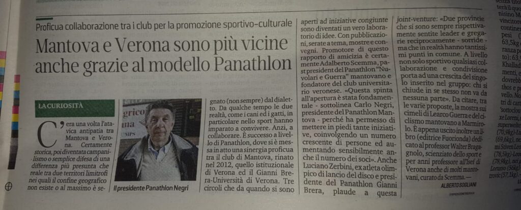 La Gazzetta di Mantova: Tre Panathlon per la cultura dello sport. Verona 1954, Verona 