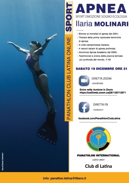 Panathlon Latina incontra ILARIA MOLINARI, regina dell'apnea (Webminar 19.12.2020)
