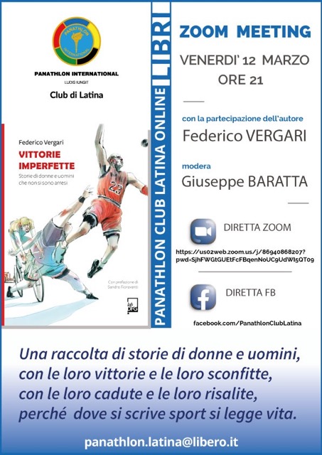 Il Panathlon Club di Latina presenta il libro di Federico Vergari “Vittorie imperfette”