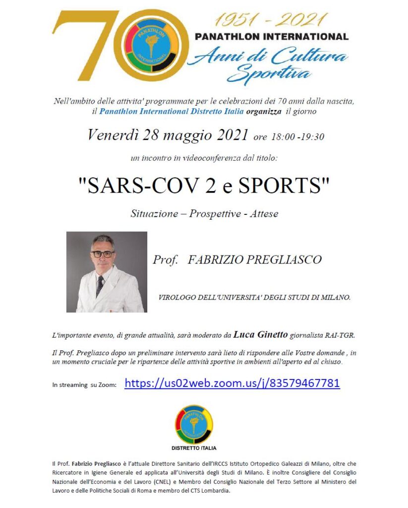 Panathlon International Distretto Italia - Venerdì 28 Maggio 2021 ore 18.00