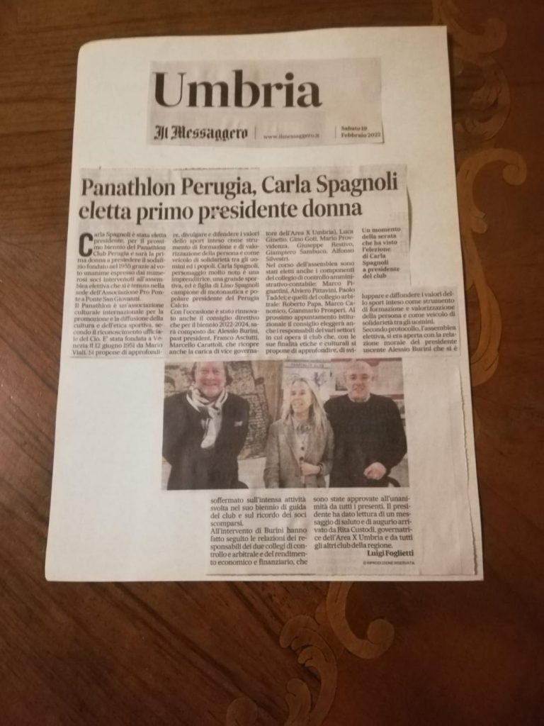 Panathlon Perugia, Carla Spagnoli agli onori del Messaggero