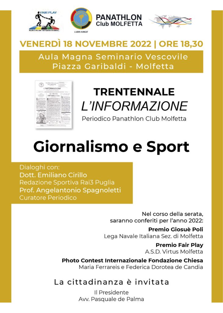 <strong><em>GIORNALISMO E SPORT: DAL TRENTENNALE DE “L’INFORMAZIONE” AL PREMIO GIOSUE’ POLI, DAL PREMIO FAIR PLAY AL CONCORSO PHOTO CONTEST</em></strong>