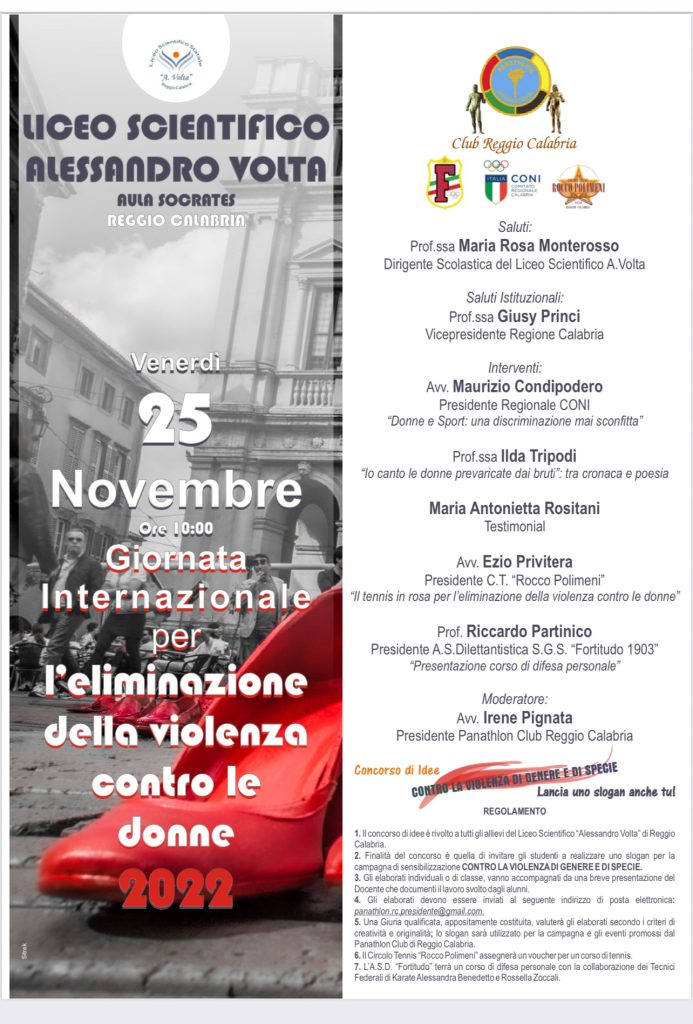 Il 25 novembre torna il momento di riflessione alla Panchina Rossa del Palagym “Orlando Polmonari”