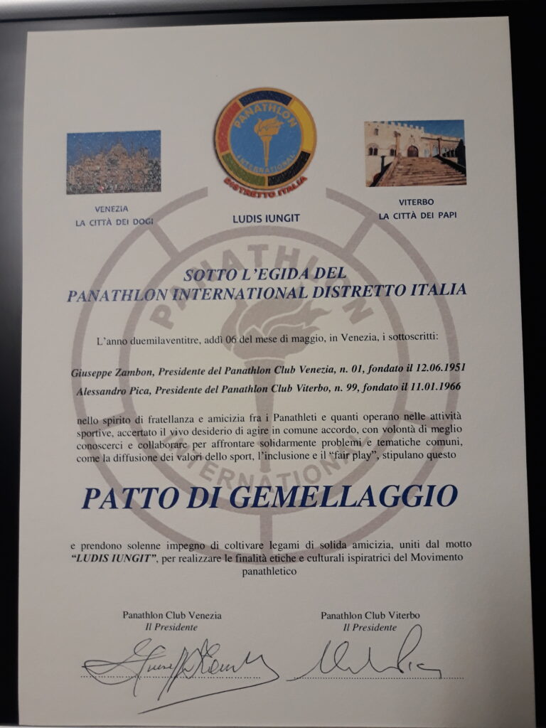        Vita di Club-PANATHLON – GEMELLAGGIO VITERBO/VENEZIA