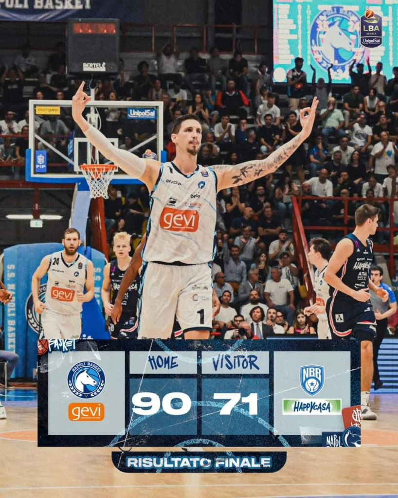 Generazione Vincente (Ge.Vi.) Napoli Basket torna alla vittoria travolgendo 90-72 l’Happy Casa Brindisi tra l’incontenibile entusiasmo dei circa 4.000 tifosi presenti