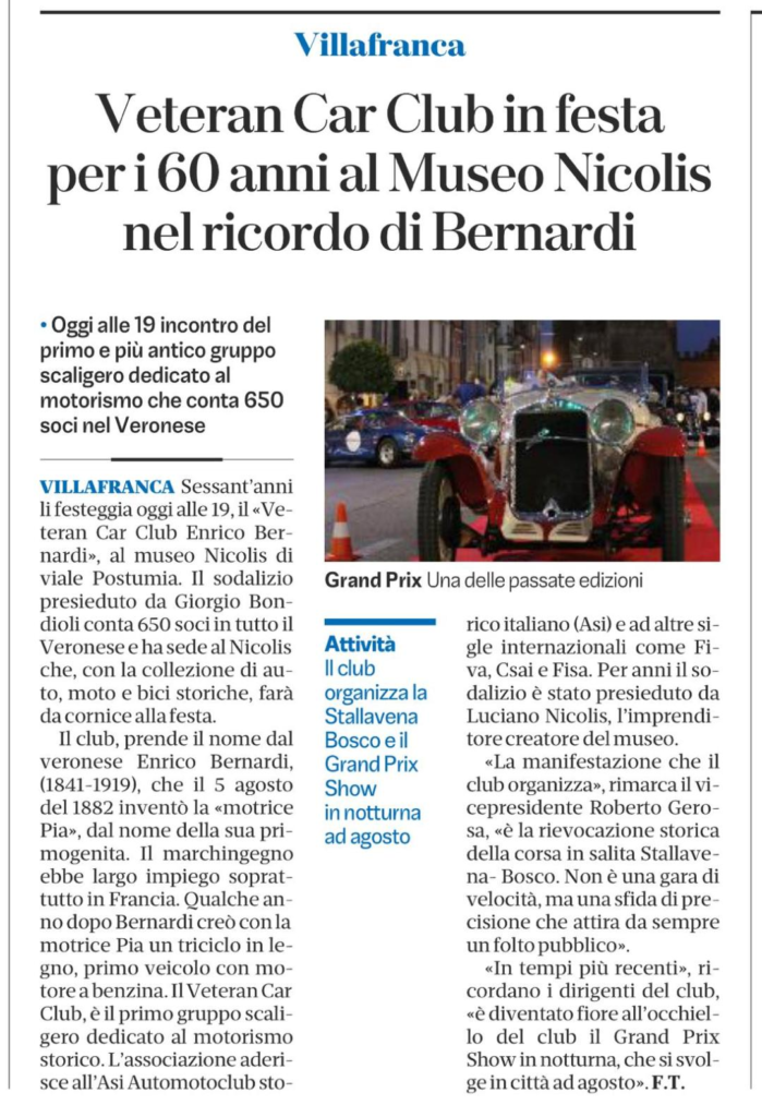 Ruote d'Oro: I 60 ANNI IN BELLEZZA DEL VETERAN CAR ENRICO BERNARDI
